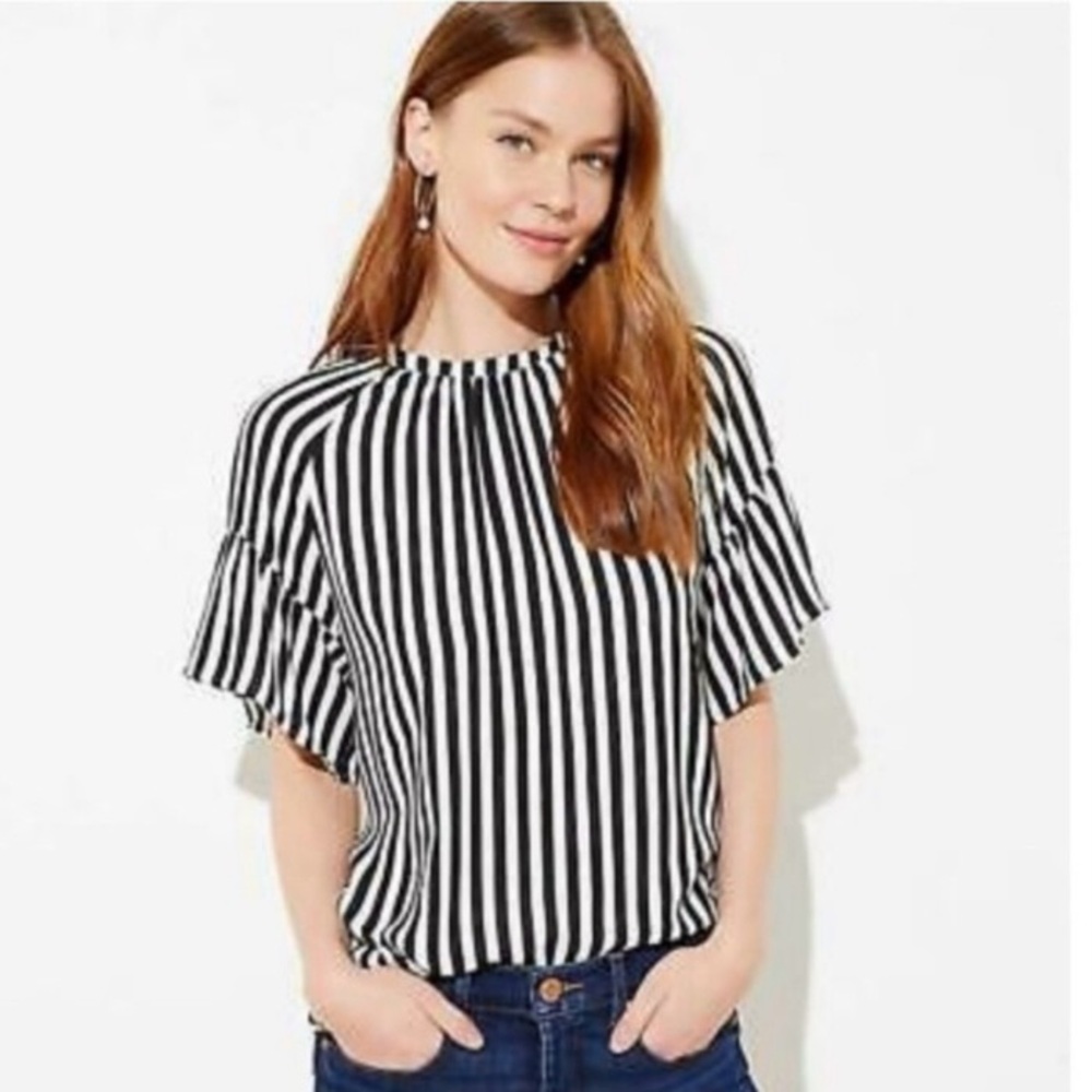 Loft XL Black and white striped blouse